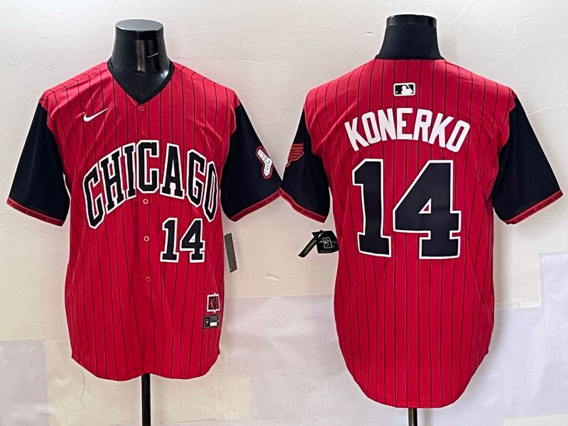 Men Chicago White Sox 14 Konerko Red Stripe Joint Name Nike 2025 MLB Jersey style 10